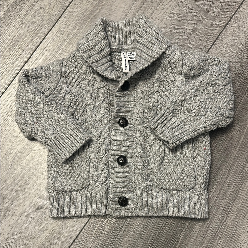 Cozy Gray Cable Knit Kids Cardigan